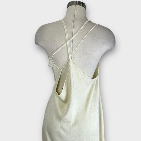Auteur Studio Nour Rib Knit Maxi Dress Women’s Size XL Ivory Sheath Strappy - Picture 7 of 16